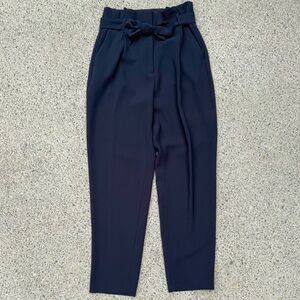 H&M Blue High-Waisted Trousers with Tie Belt